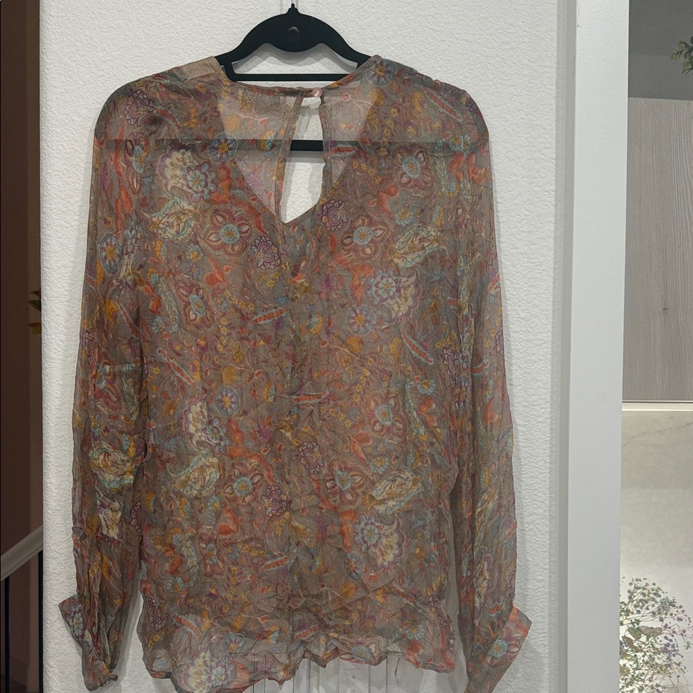 Absolu Comfort Paris Floral Sheer Blouse - Multicolor - Picture 9 of 9